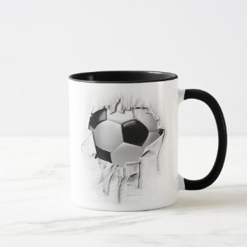 Torn Soccer 11 Oz Ringer Mug by eBrushDesign at Zazzle