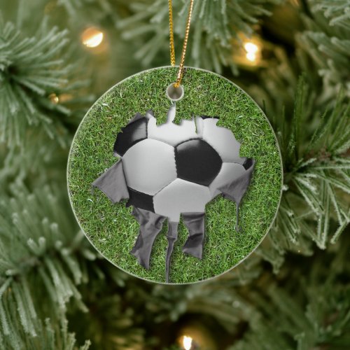 Torn Soccer Ceramic Ornament