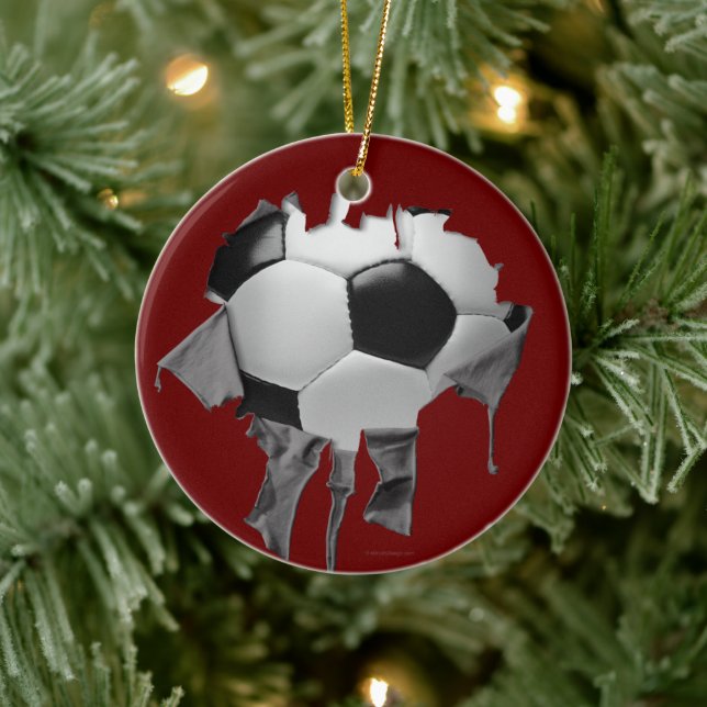 Torn Soccer Ceramic Ornament (Tree)