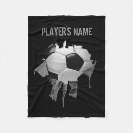 Torn Soccer Personalized Black Fleece Blanket