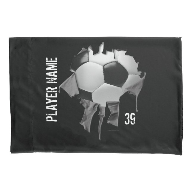 Torn Soccer Personalized Dark Pillowcase (Front)