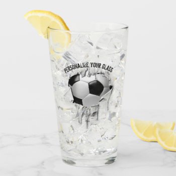 Torn Soccer (personalized) Glass by eBrushDesign at Zazzle
