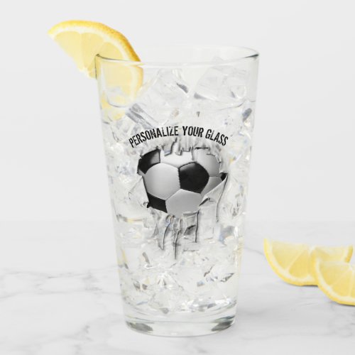 Torn Soccer Personalized Glass