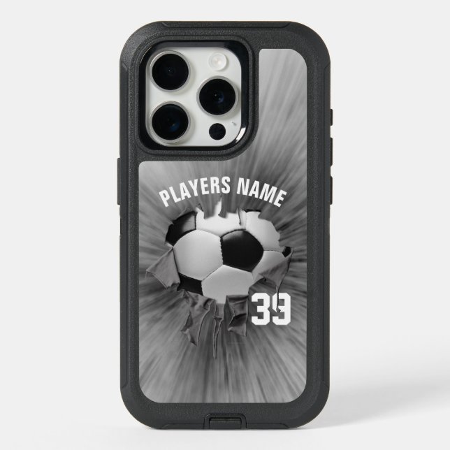 Torn Soccer (personalized) iPhone 15 Pro Case (Back)