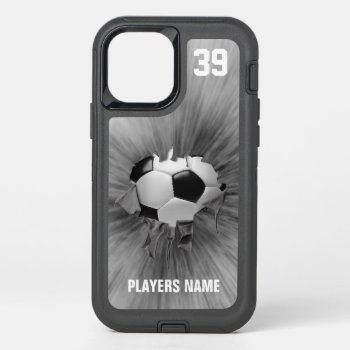 Torn Soccer (personalized) Otterbox Defender Iphone 12 Case by eBrushDesign at Zazzle
