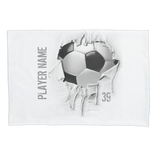Torn Soccer Personalized White Pillowcase