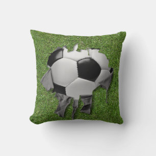 Torn Soccer Throw Pillow Blue