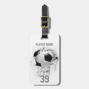 Torn Soccer (white personalized) Luggage Tag