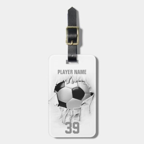 Torn Soccer white personalized Luggage Tag
