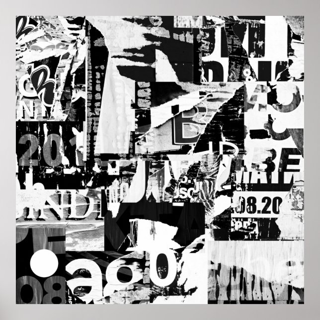 Torn street advertisement posters collage backgrou (Front)