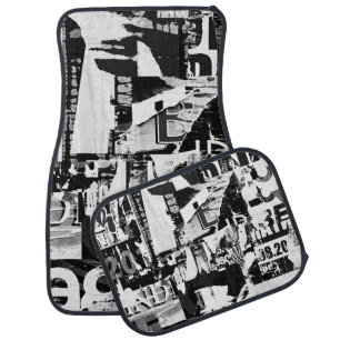 Torn street advertisement posters collage backgrou car floor mat