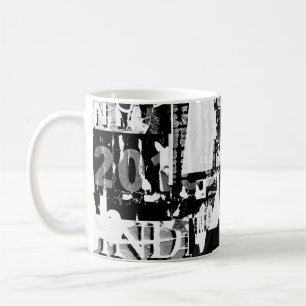 Torn street advertisement posters collage backgrou coffee mug