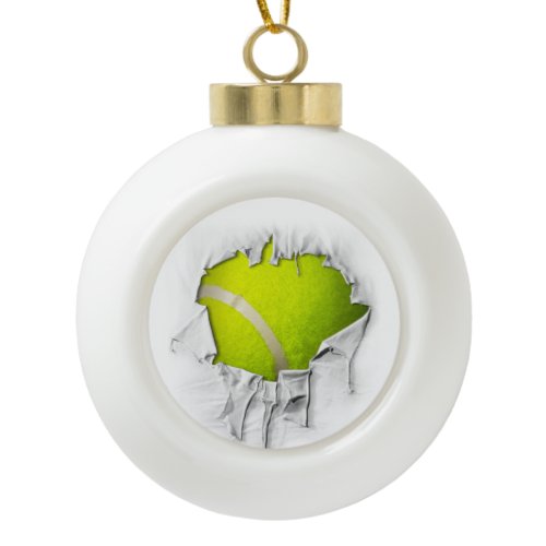 Torn Tennis Ceramic Ball Christmas Ornament