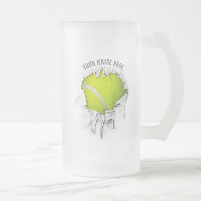 Torn Tennis Frosted Glass Beer Mug (Right)