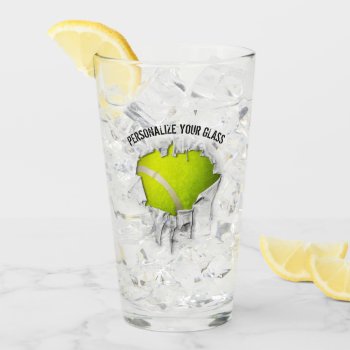 Torn Tennis (personalized) Glass by eBrushDesign at Zazzle