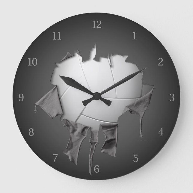 Torn Volleyball Dark Wall Clock (Front)