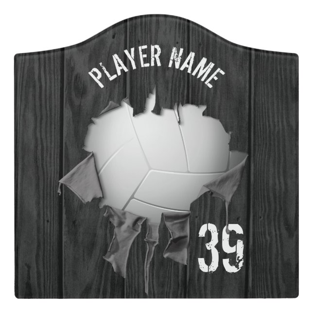 Torn Volleyball (personalized) Door Sign (Large Crest Front)