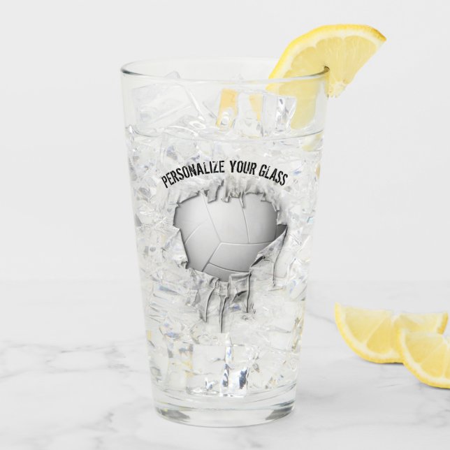 Torn Volleyball (Personalized) Glass (Back Ice)