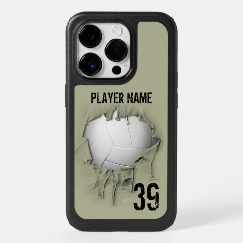 Torn Volleyball personalized OtterBox iPhone 14 Pro Case