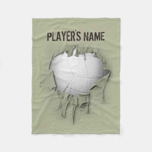 Torn Volleyball Personalized White Fleece Blanket (Front)