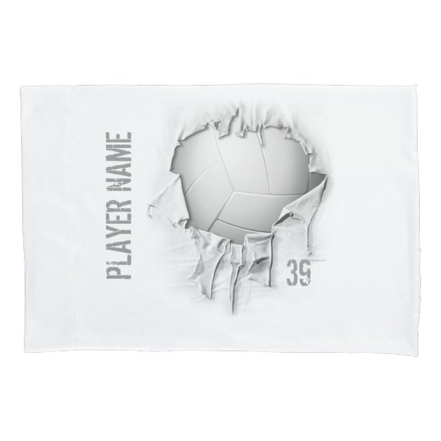 Torn Volleyball Personalized White Pillowcase (Front)