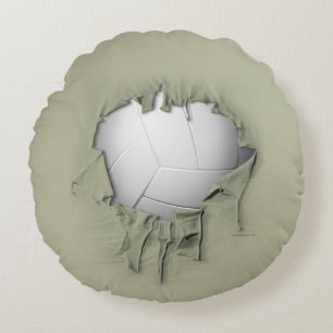 Torn Volleyball Round Pillow