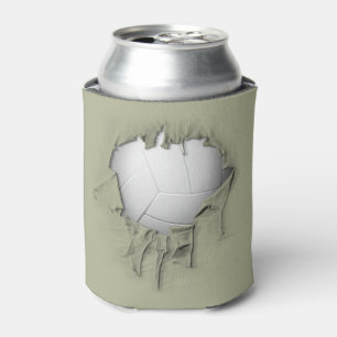 Torn Volleyball White Can Cooler