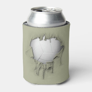 Torn Volleyball White Can Cooler