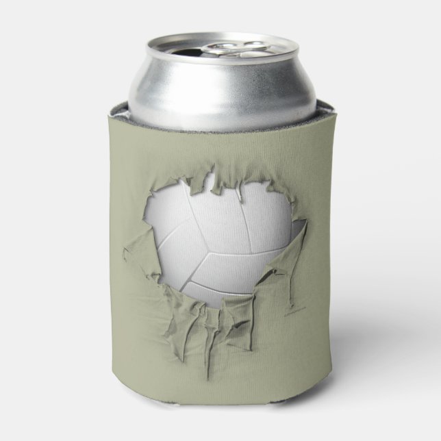 Torn Volleyball White Can Cooler (Can Front)