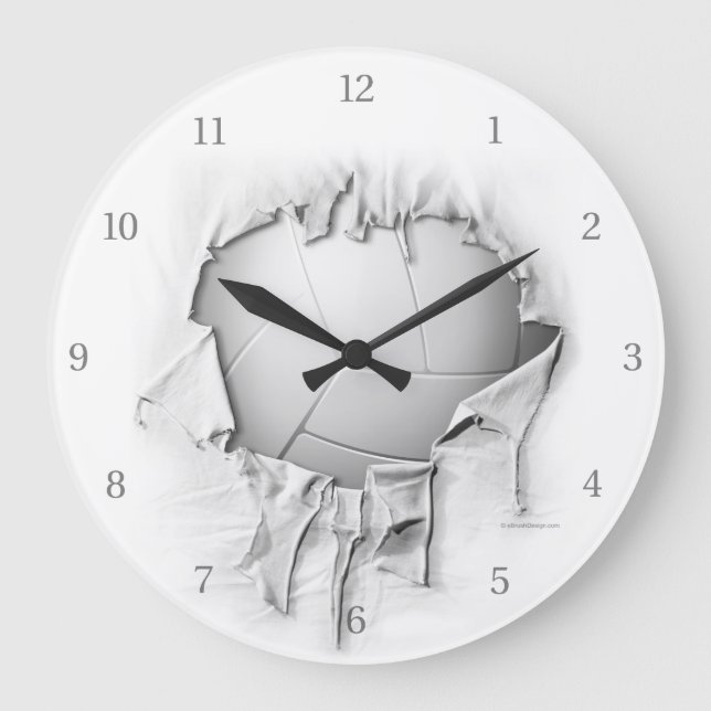 Torn Volleyball White Wall Clock (Front)