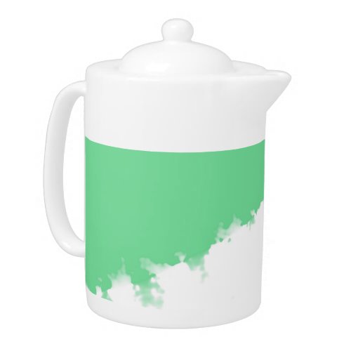 Torn Watercolor Abstract Green White Teapot