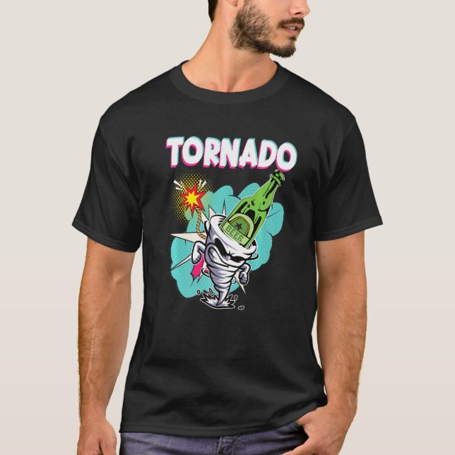 Tornado Beer Drinking Tornado Rotation Beer Funny  T-Shirt (Front)