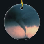Tornado Ceramic Ornament<br><div class="desc">A dangerous tornado or “twister” touches down in Oklahoma and is captured on film by storm chasers from the National Severe Storms Laboratory of NOAA. This twister has a dust and debris cloud forming at the ground surface in tornado alley.</div>