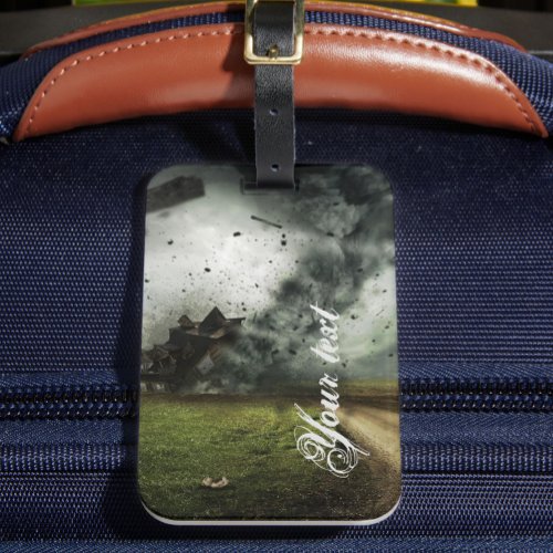 Tornado destroying house storm meteorology  luggage tag