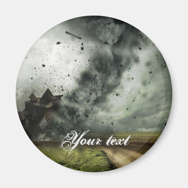 Tornado destroying house storm meteorology  magnet (Front)