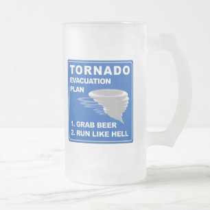 Tornado Evacuation Plan Frosted Glass Beer Mug