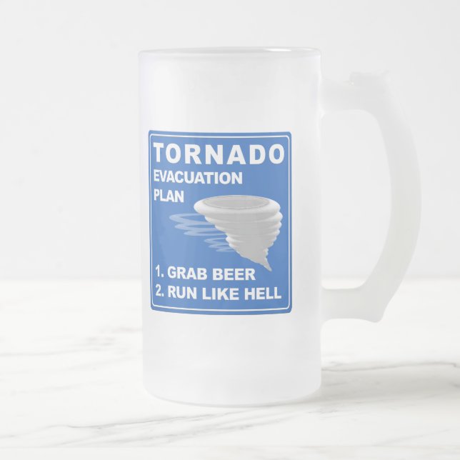 Tornado Evacuation Plan Frosted Glass Beer Mug (Right)