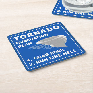 Tornado Evacuation Plan Square Paper Coaster