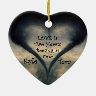 Tornado Heart Ornament with Names and Curlz font