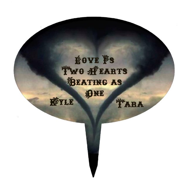 Tornado Heart Topper with Names - Wild West font (Front)