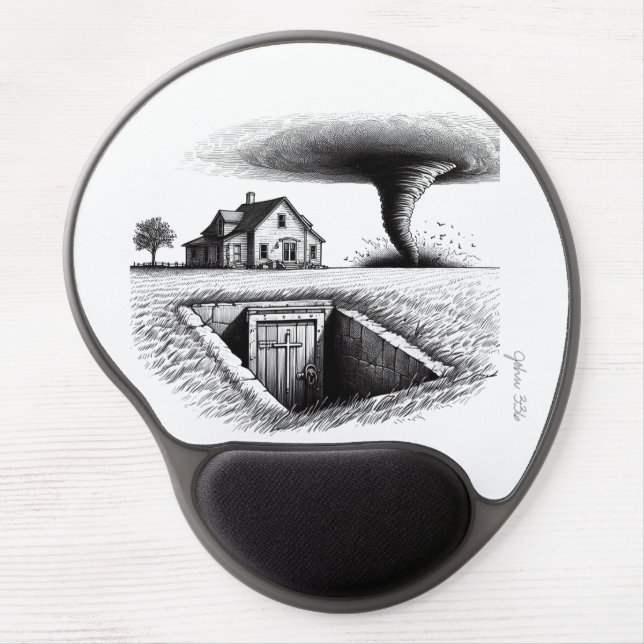 Tornado House Cellar with Cross Gel Mouse Pad (Front)