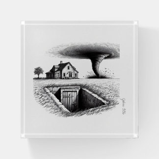 Tornado House Cellar with Cross Paperweight
