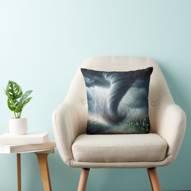 Tornado In a Midwest American Cornfield Throw Pillow (Chair)