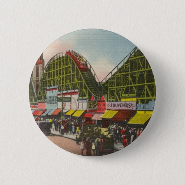 Tornado Roller Coaster - Coney Island NY /The Bobs Pinback Button (Front)