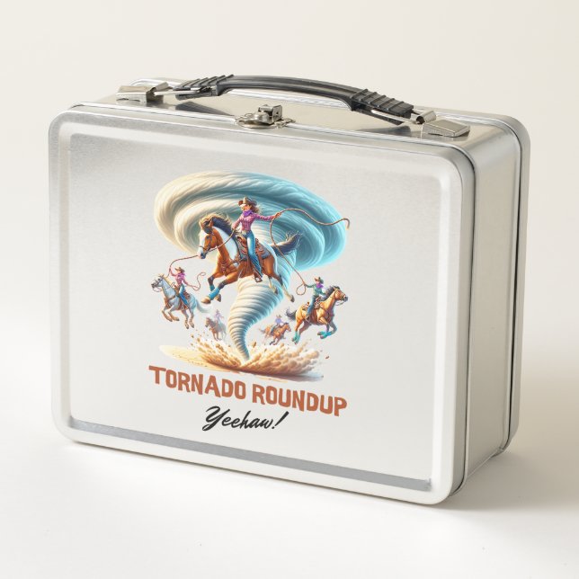 Tornado Roundup Cowgirls  - Rodeo, Western, Metal Lunch Box (Front)
