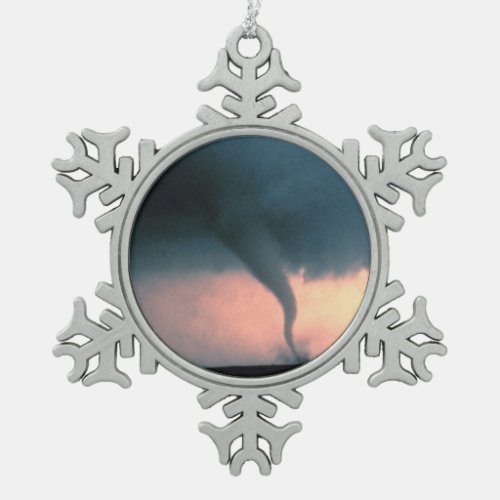 Tornado Snowflake Pewter Christmas Ornament