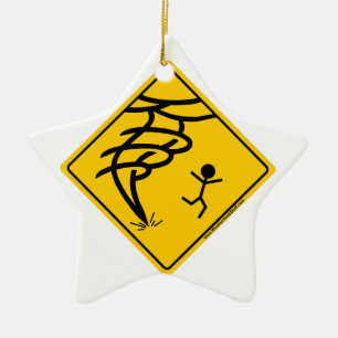 Tornado Warning Sign Ceramic Ornament