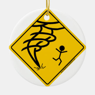 Tornado Warning Sign Ceramic Ornament