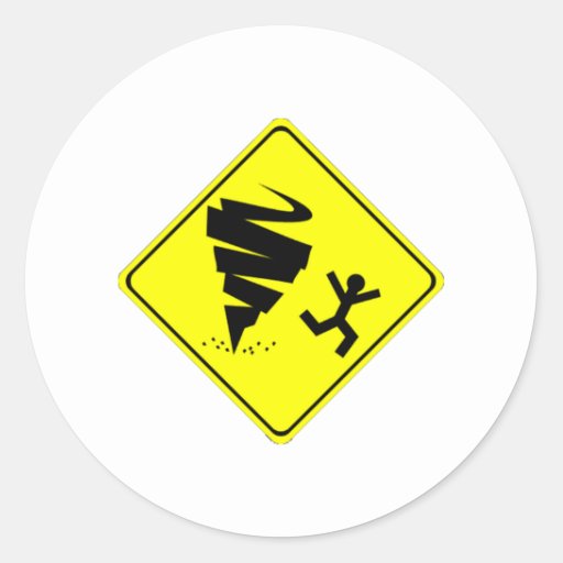 Tornado Warning Sign Classic Round Sticker | Zazzle