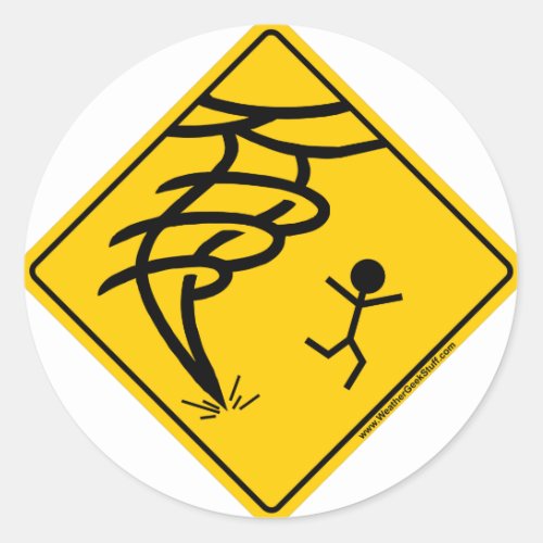 Tornado Warning Sign Classic Round Sticker